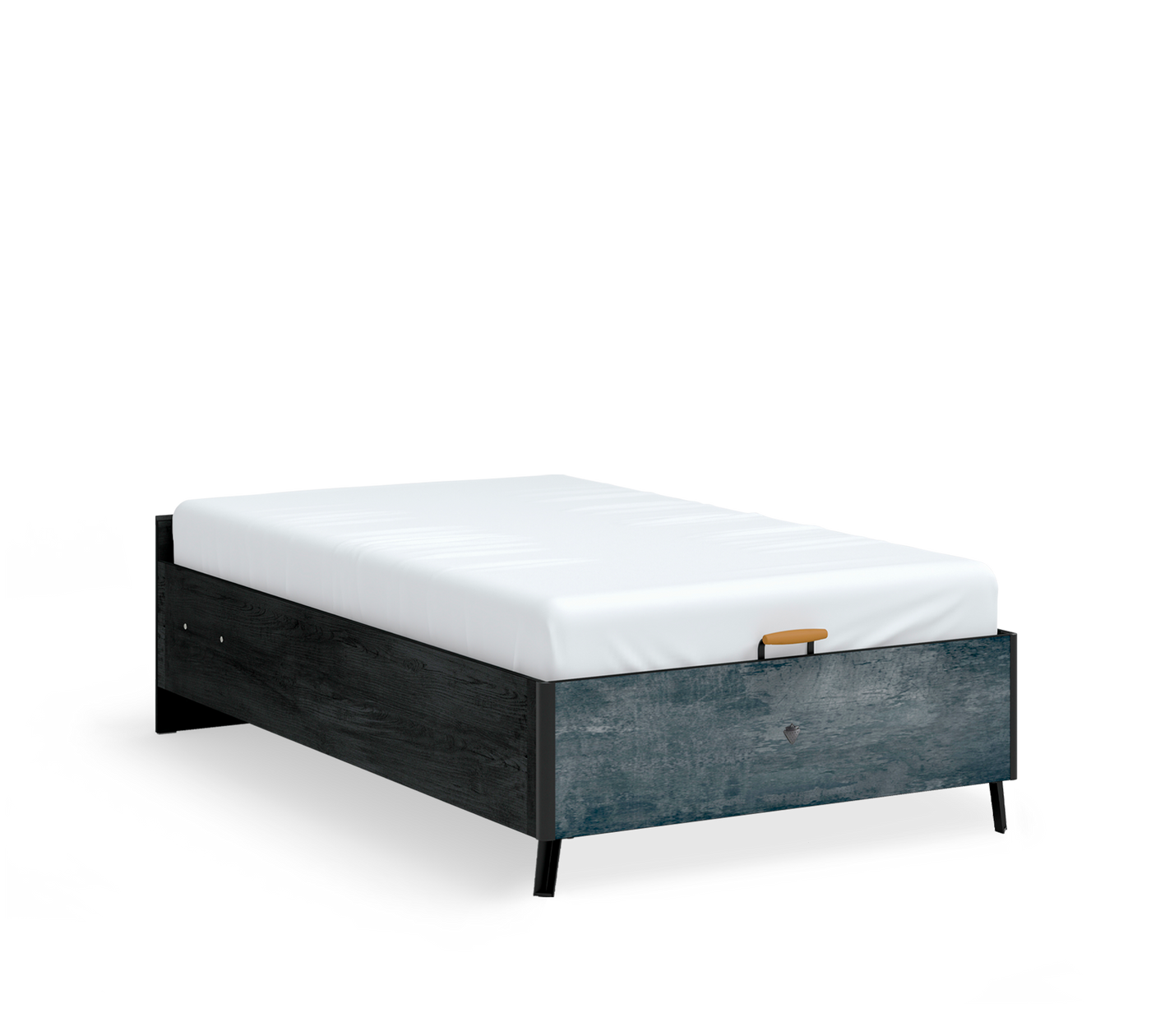Dark Metal Bed With Base Without Headboard (120x200 cm)