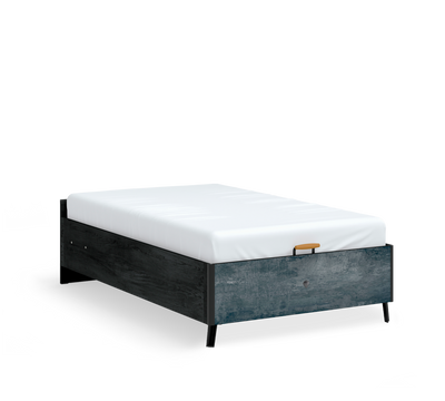 Dark Metal Bed With Base Without Headboard (120x200 cm)