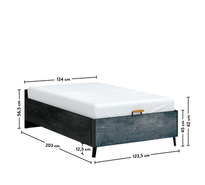Dark Metal Bed With Base Without Headboard (120x200 cm)