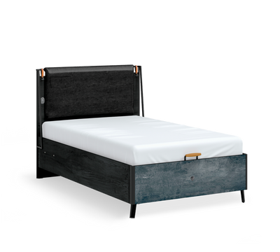 Dark Metal Bed With Base Without Headboard (120x200 cm)