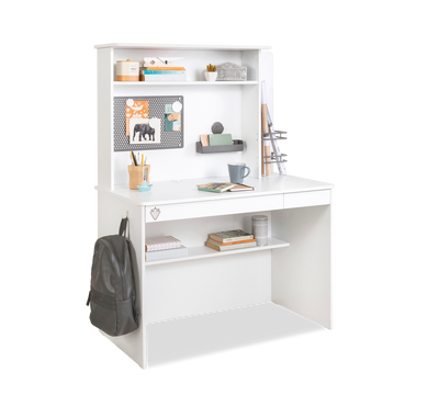 White Study Desk With Unit