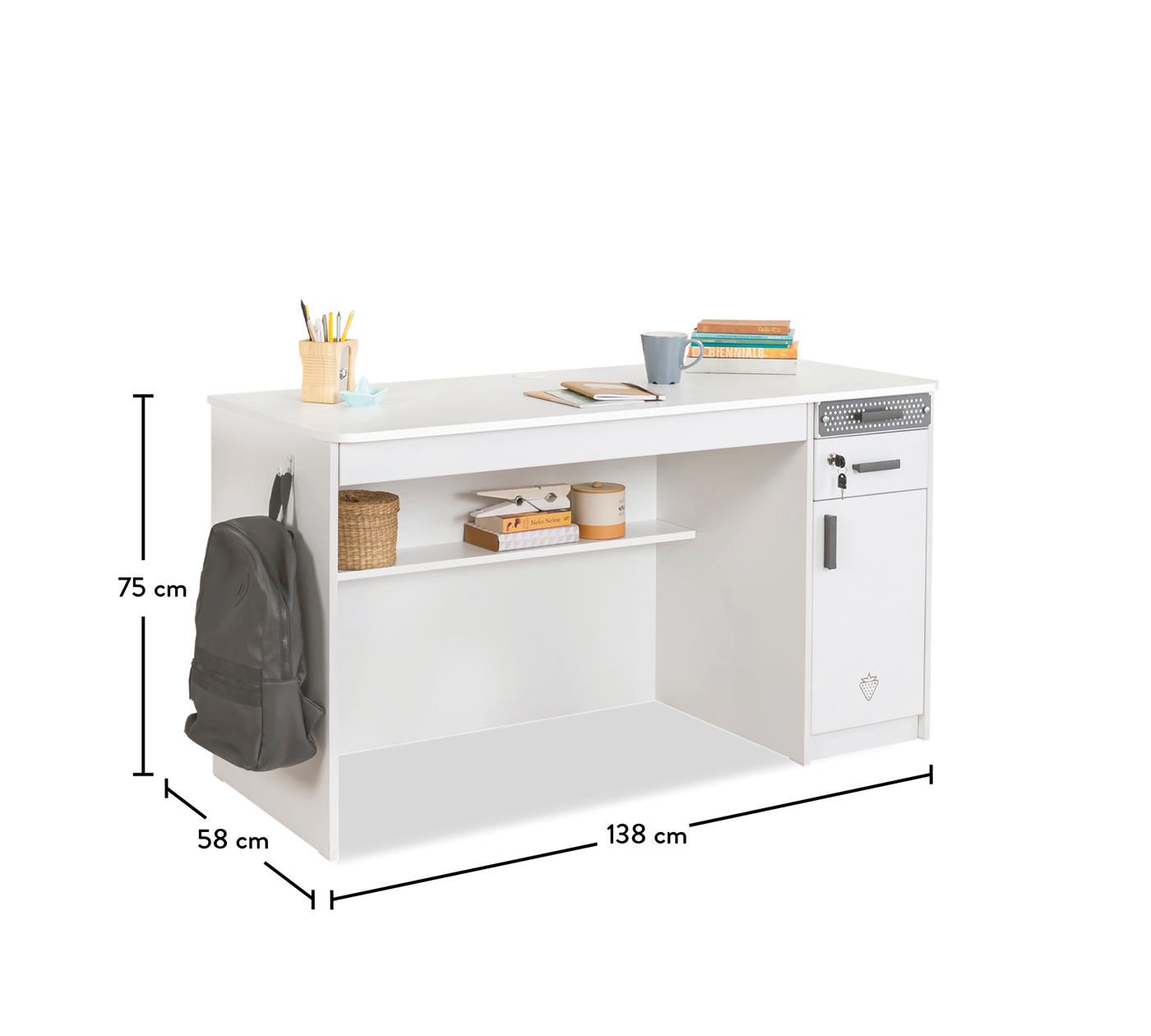 White Wide Study Desk