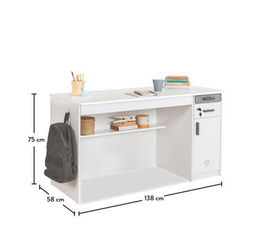 White Wide Study Desk