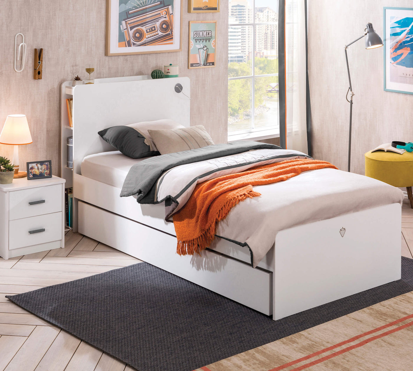 White pull-out Bed (90x190 cm)