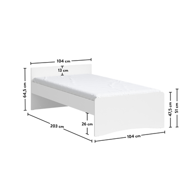 White Headless Bed (100x200 cm)