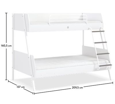 White Large Bunk Bed (90x200-120x200 cm)