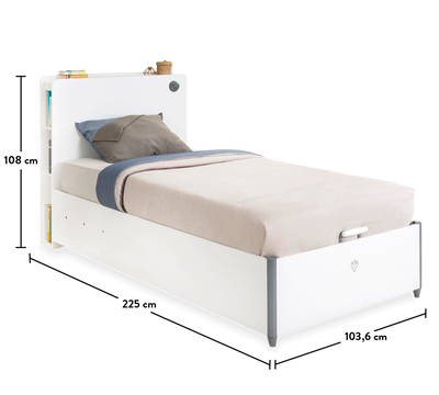 White Bett mit Stauraum (100x200 cm)