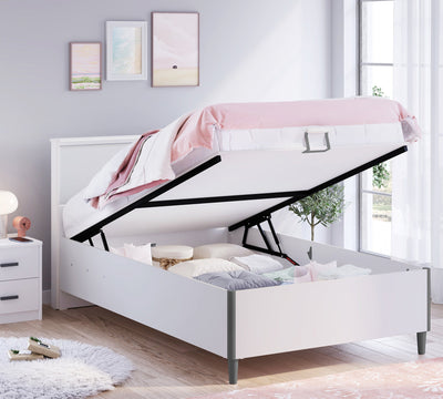 White Başliksiz Bed With Base 100x200cm