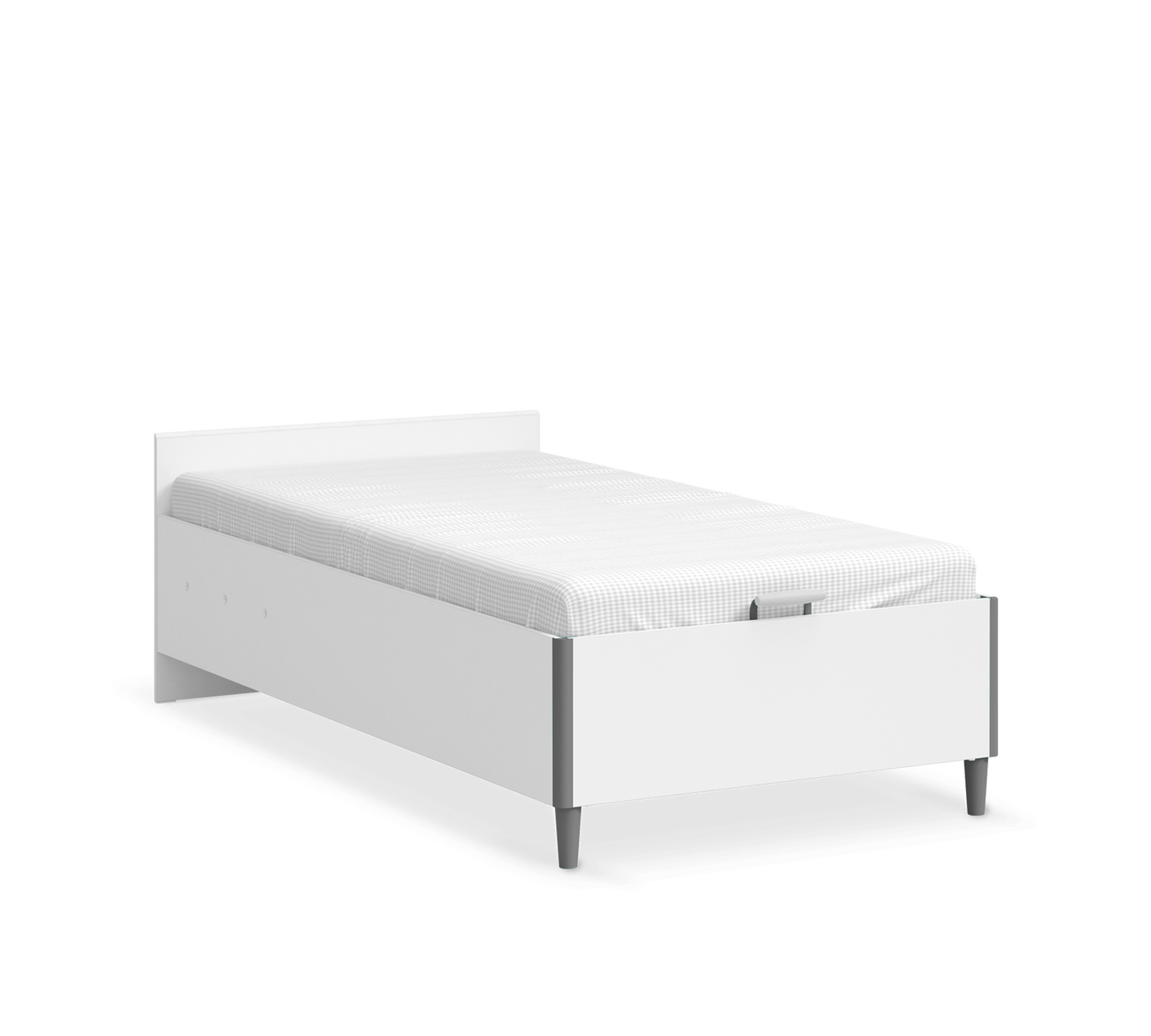 White Başliksiz Bed With Base 100x200cm