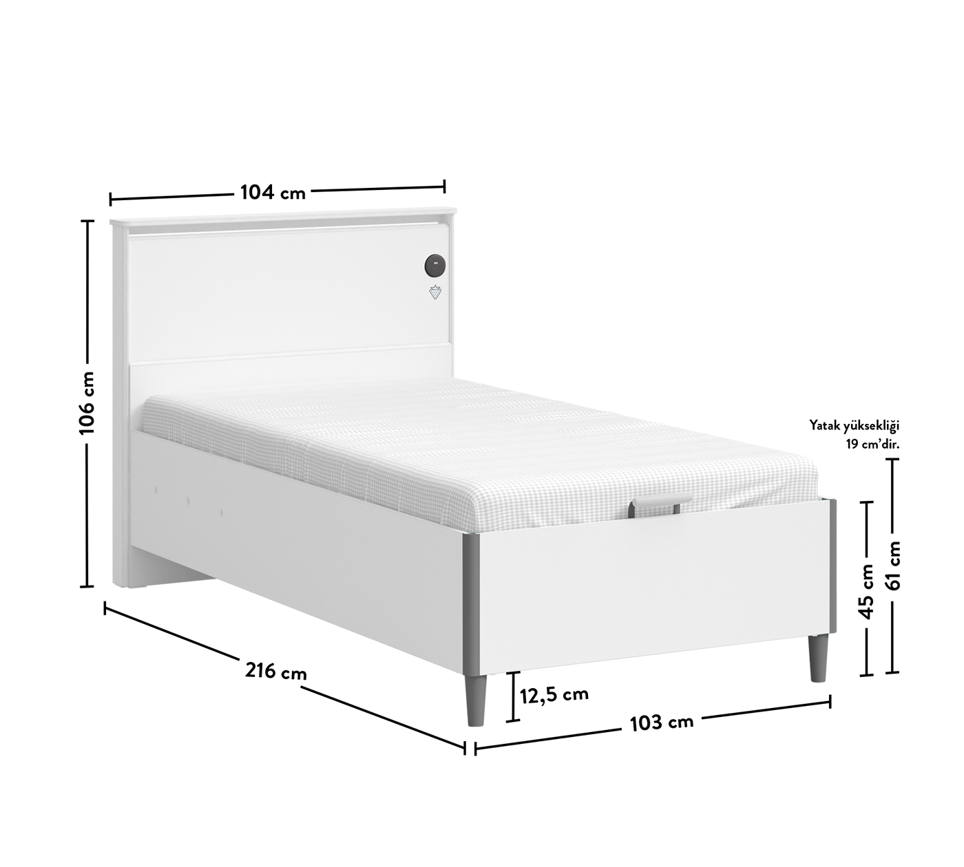 White Bed With Base