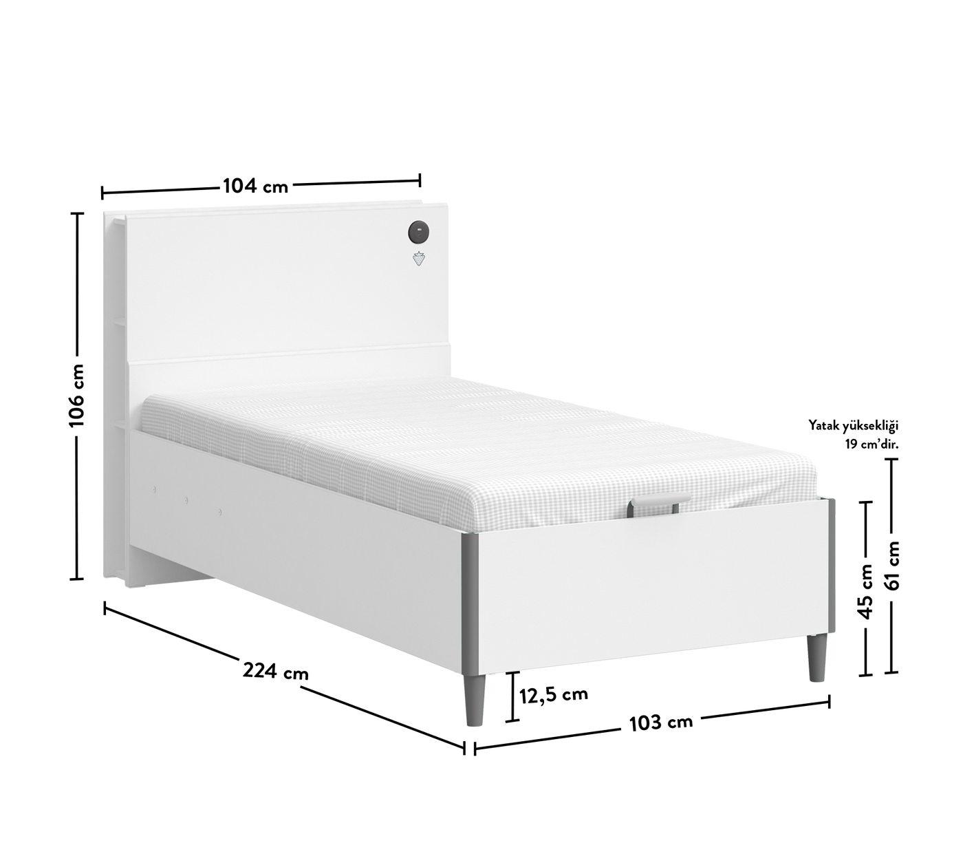 White Bed With Base