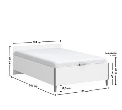 White Headless Bed With Base (120x200 cm)