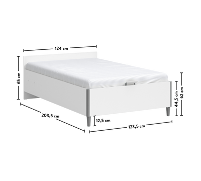 White Başliksiz Bed With Base 120x200cm