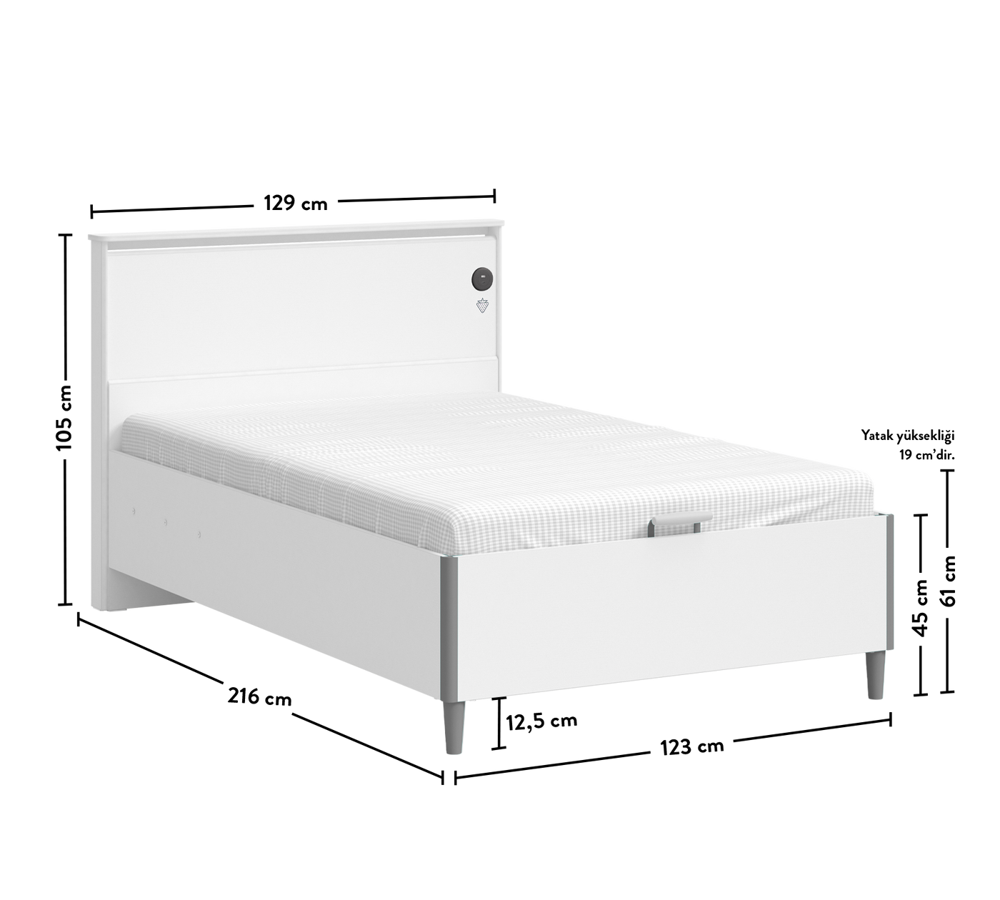 White Bed With Base