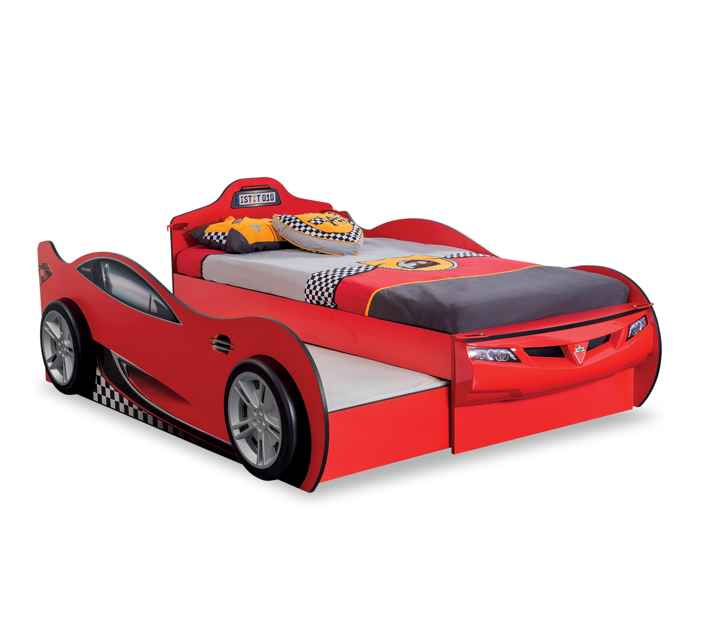 Racecup Autobett mit Ausziehbett (Rot) (90x190 - 90x180 cm)