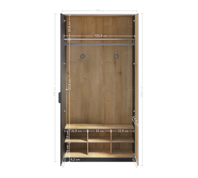 Black 2 Doors Wardrobe