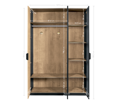 Black 3 Doors Line Wardrobe