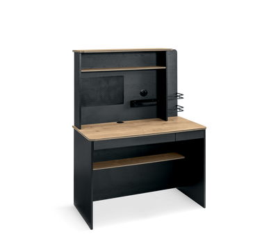 Black Narrow Study Desk With Unit