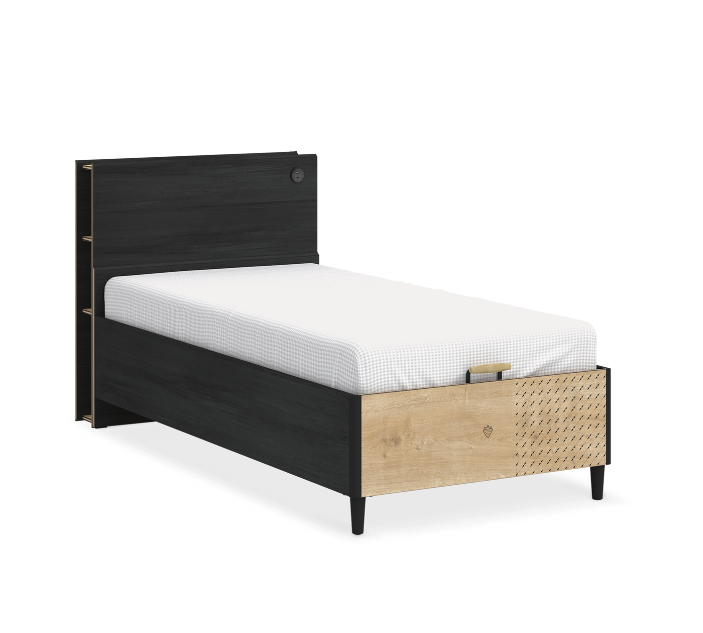 Black Headless Bed With Base (120x200 cm)