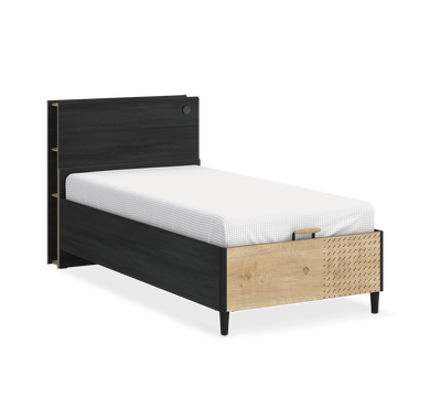 Black Headless Bed With Base (100x200 cm)