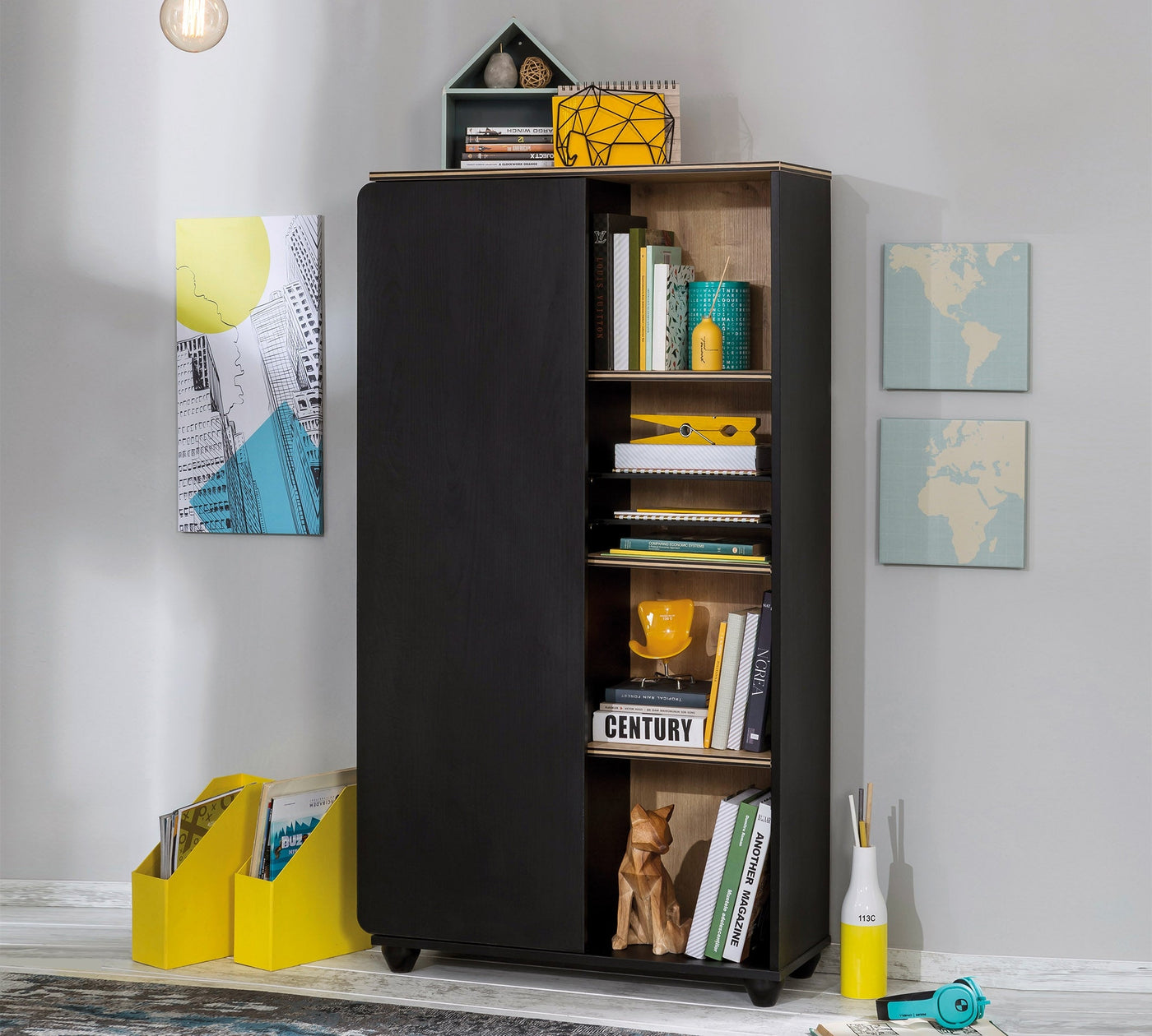 Black Bookcase With Storage