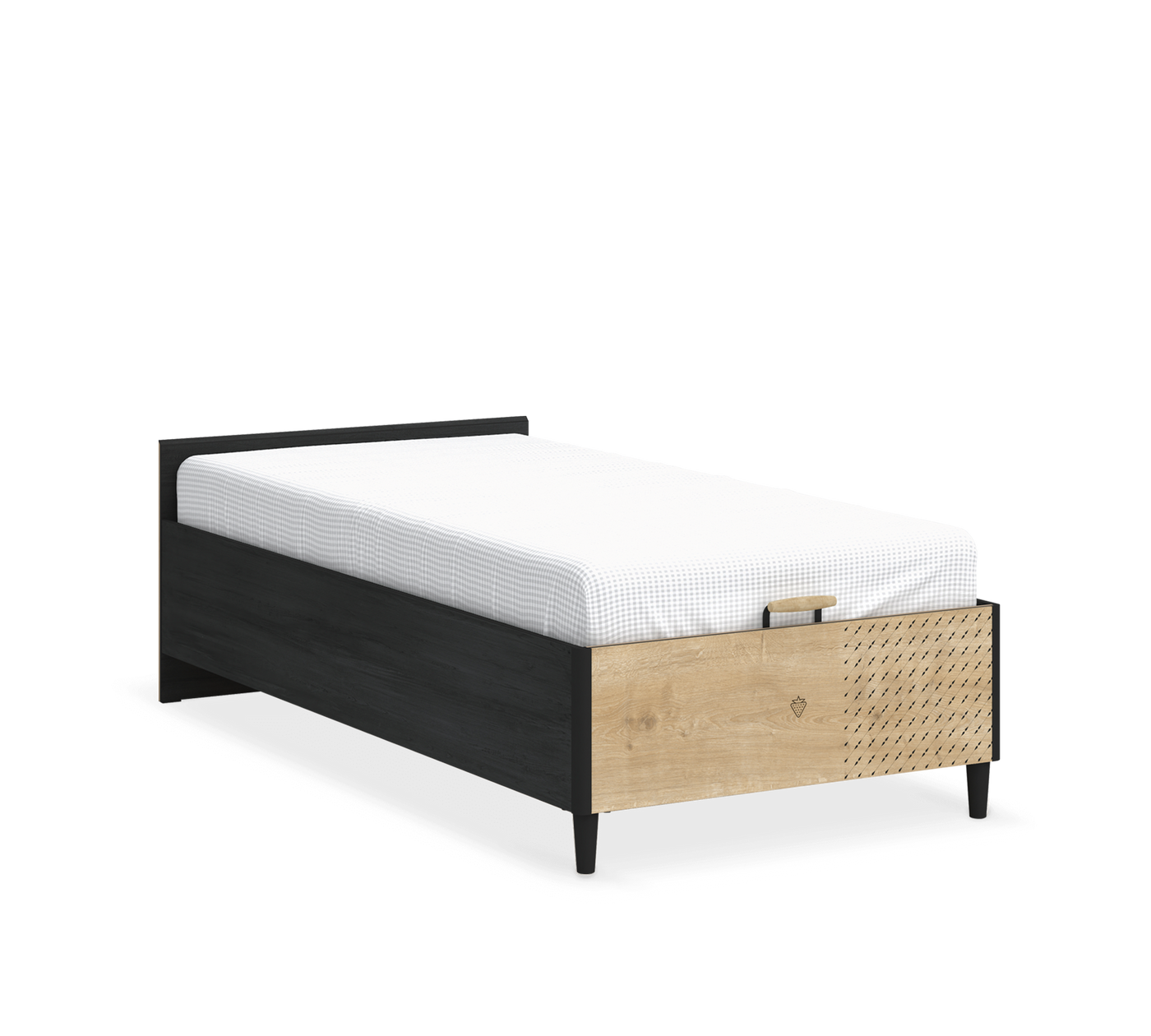 Black Headless Bed With Base (100x200 cm)
