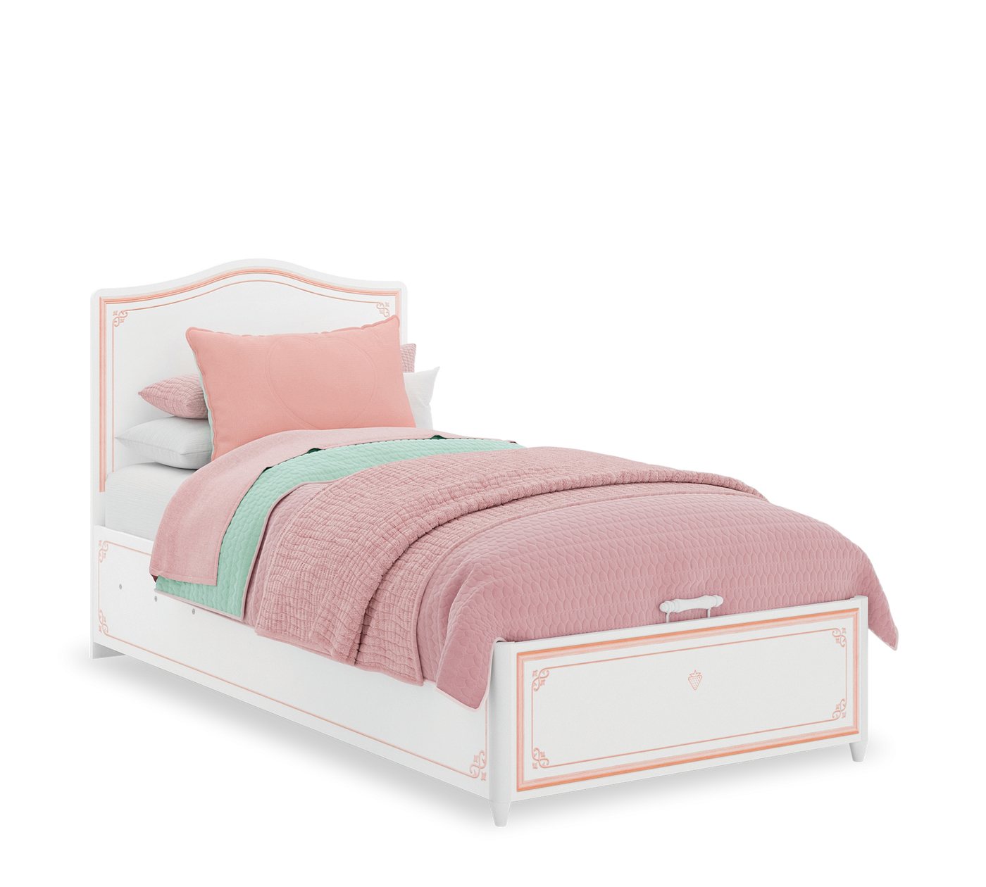 Selena Pink Bed With Base (100x200 cm)