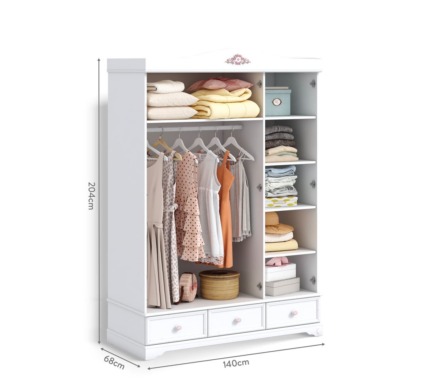 Rustic White 3 Doors Wardrobe – Cilek World