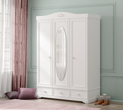 Rustic White Kleiderschrank mit 3 Türen