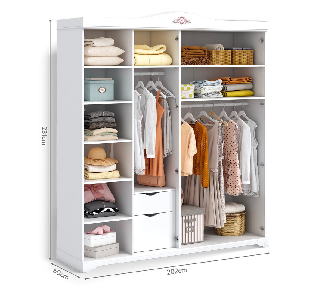 Rustic White 4 Doors Wardrobe – Cilek World