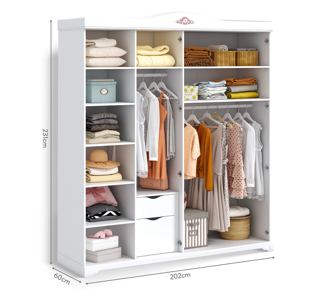 Rustic White 4 Doors Wardrobe – Cilek World