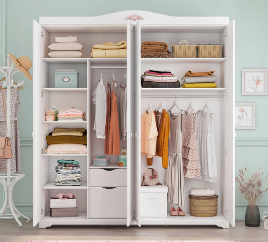 Rustic White 4 Doors Wardrobe – Cilek World