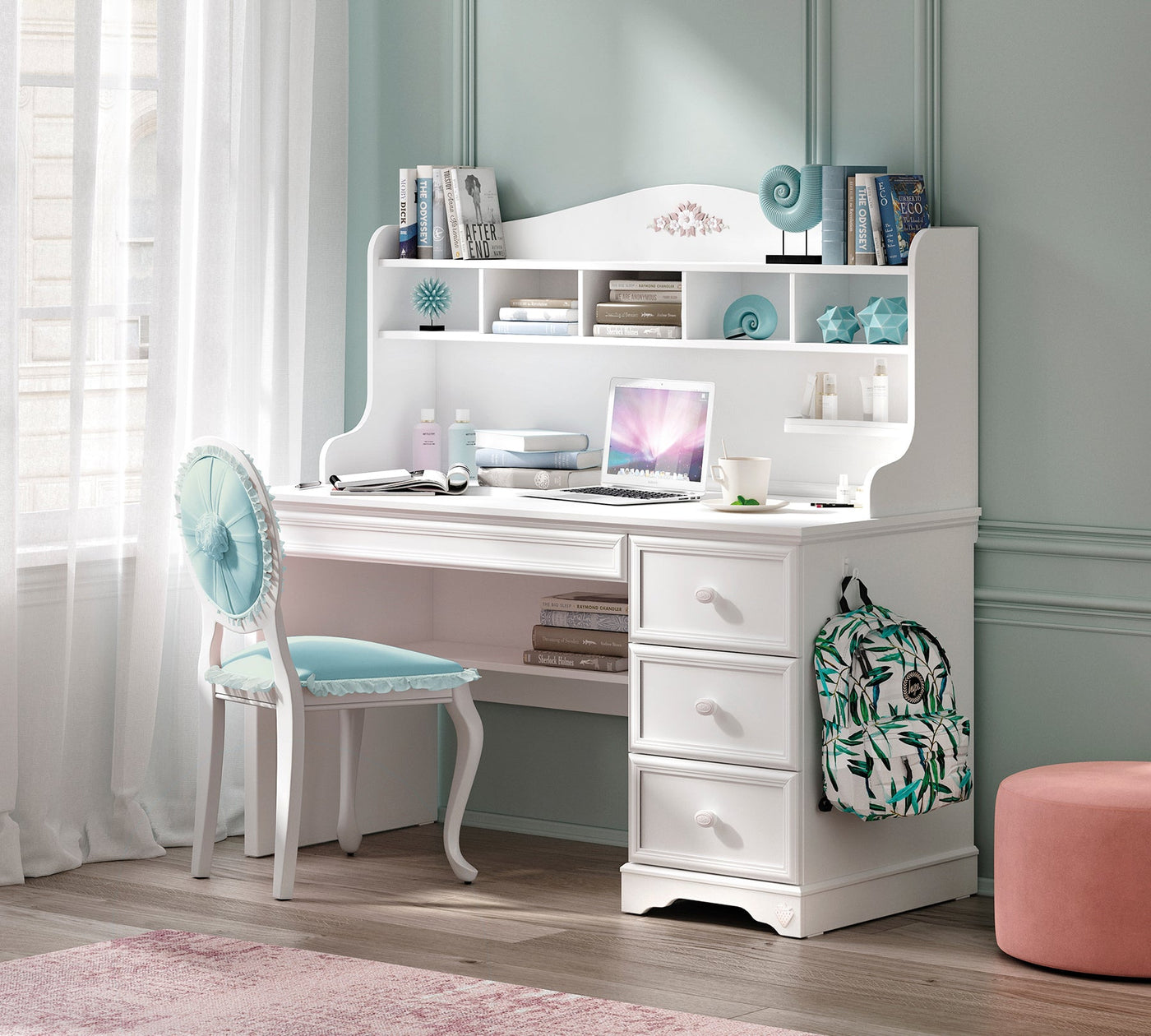 Rustic White Study Desk