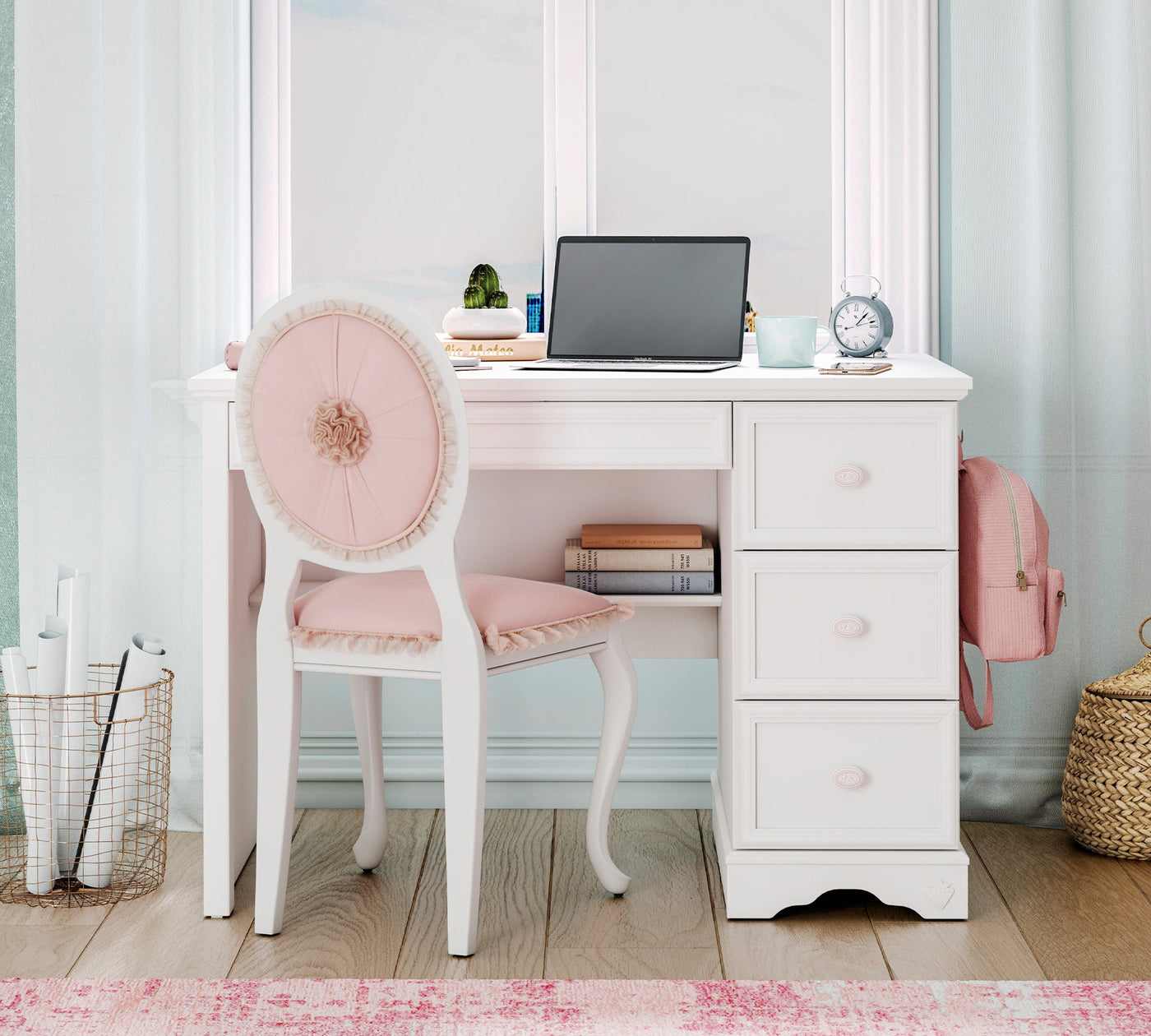 Rustic White Small Study Desk