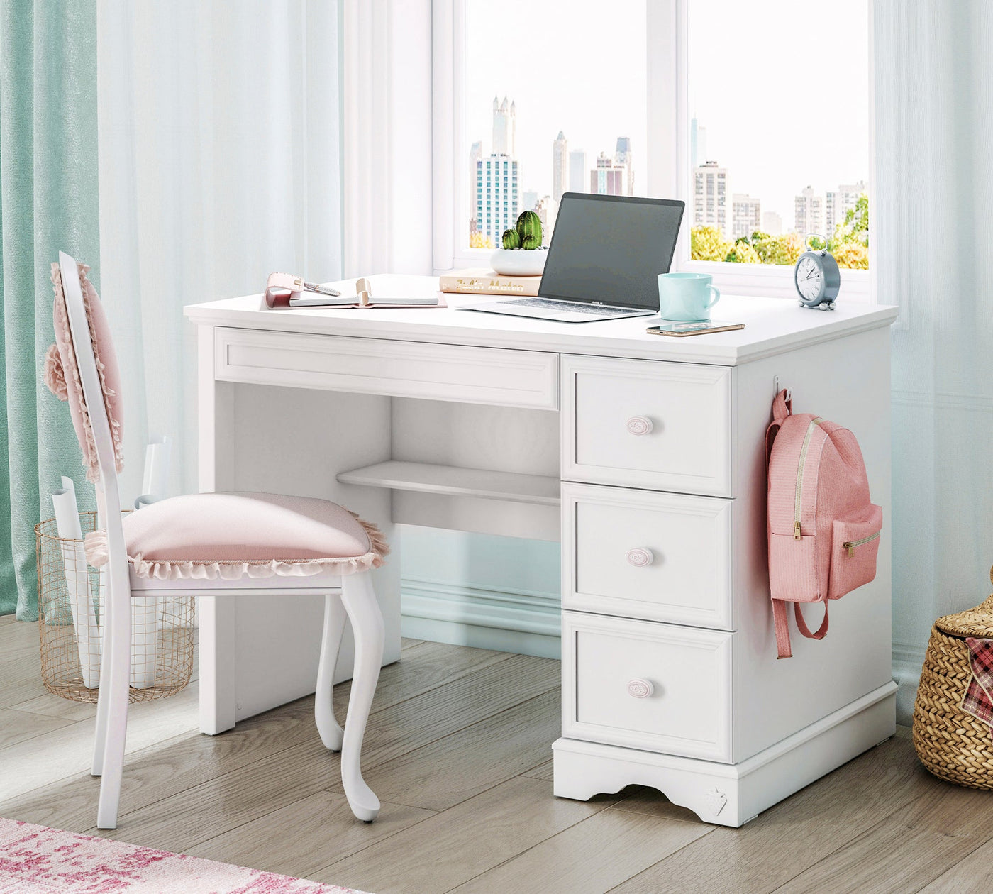 Rustic White Small Study Desk