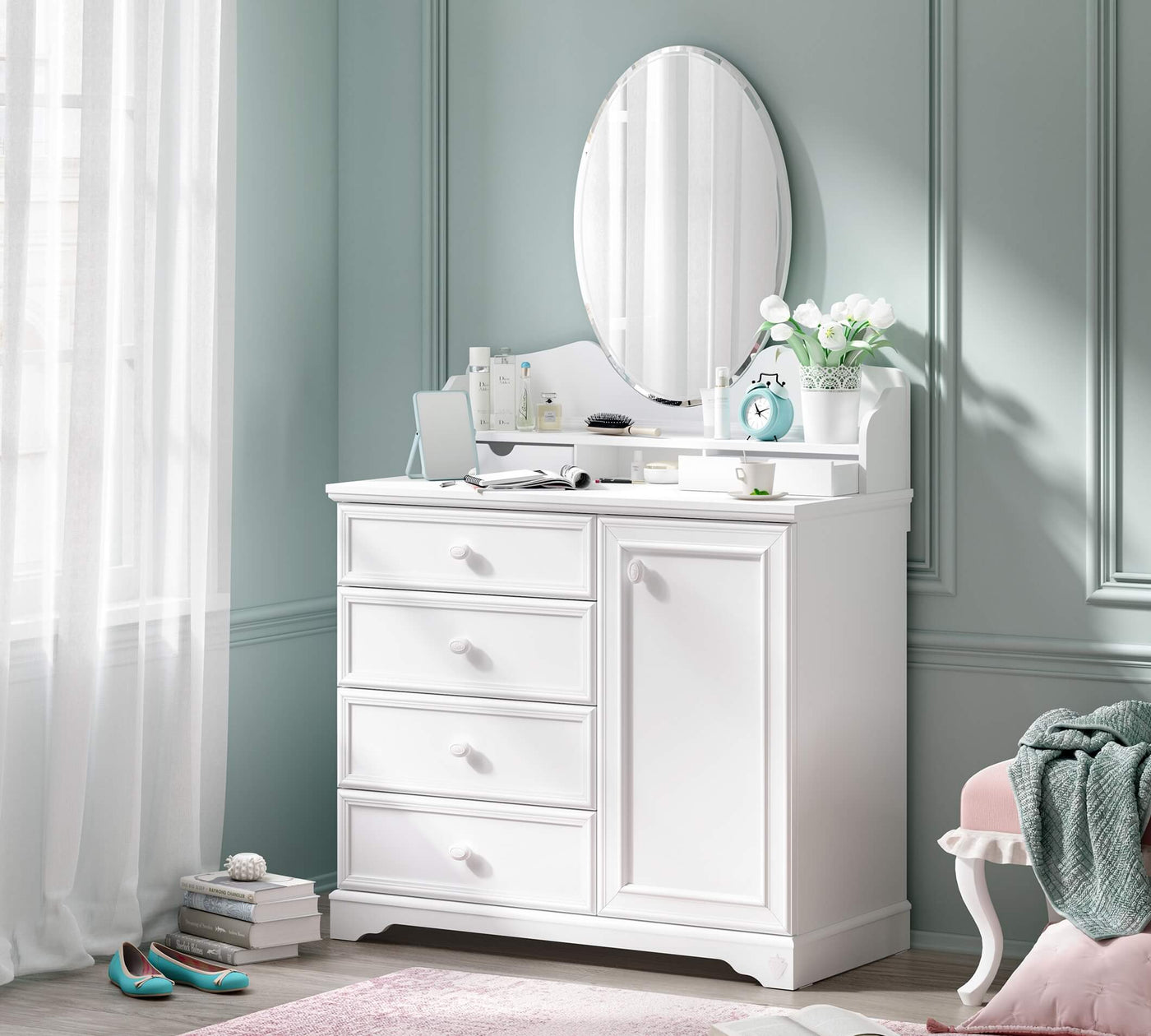 Rustic White Dresser Mirror – Cilek World