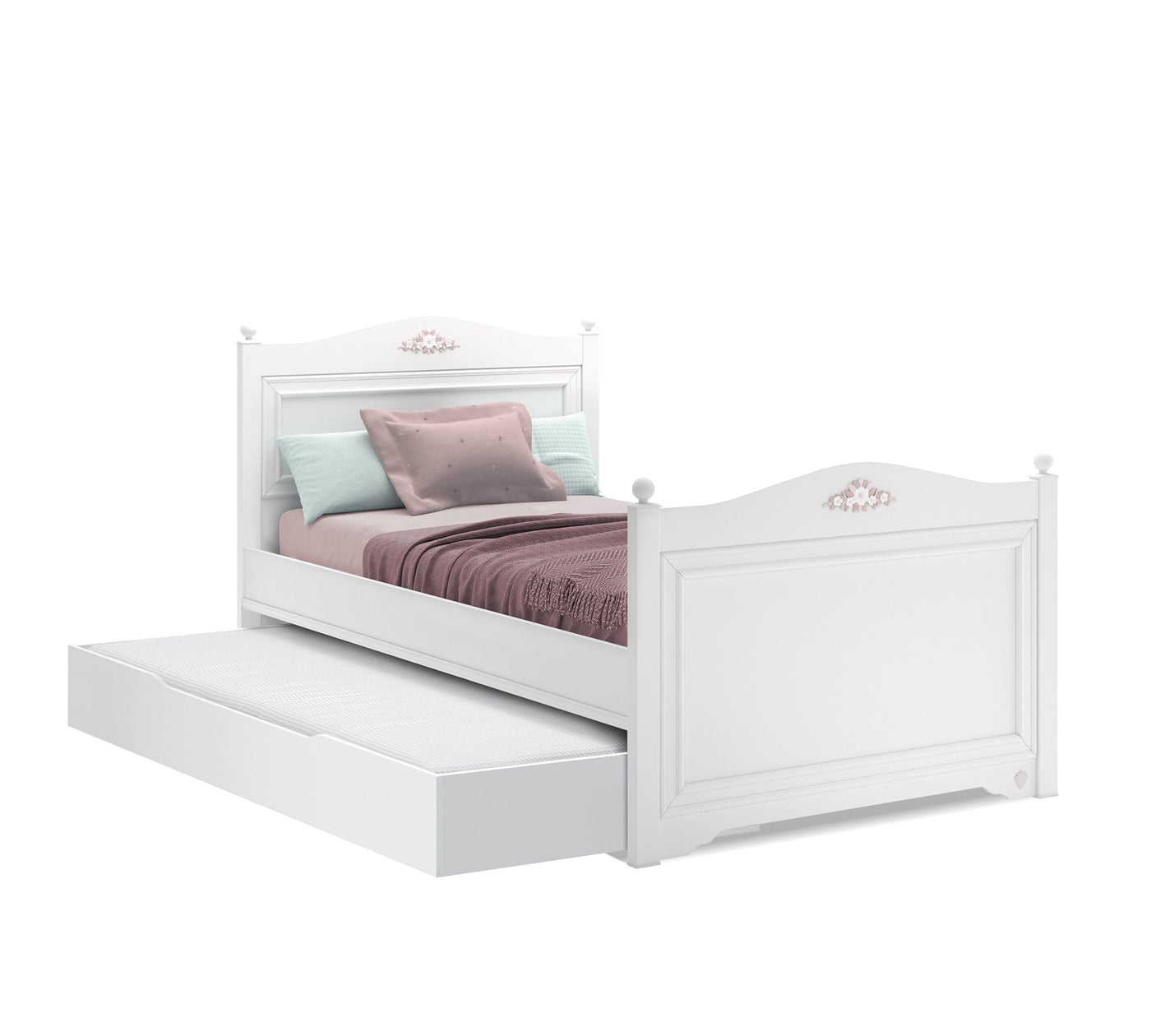 Rustic White Pull-out Bed (90x190 cm)
