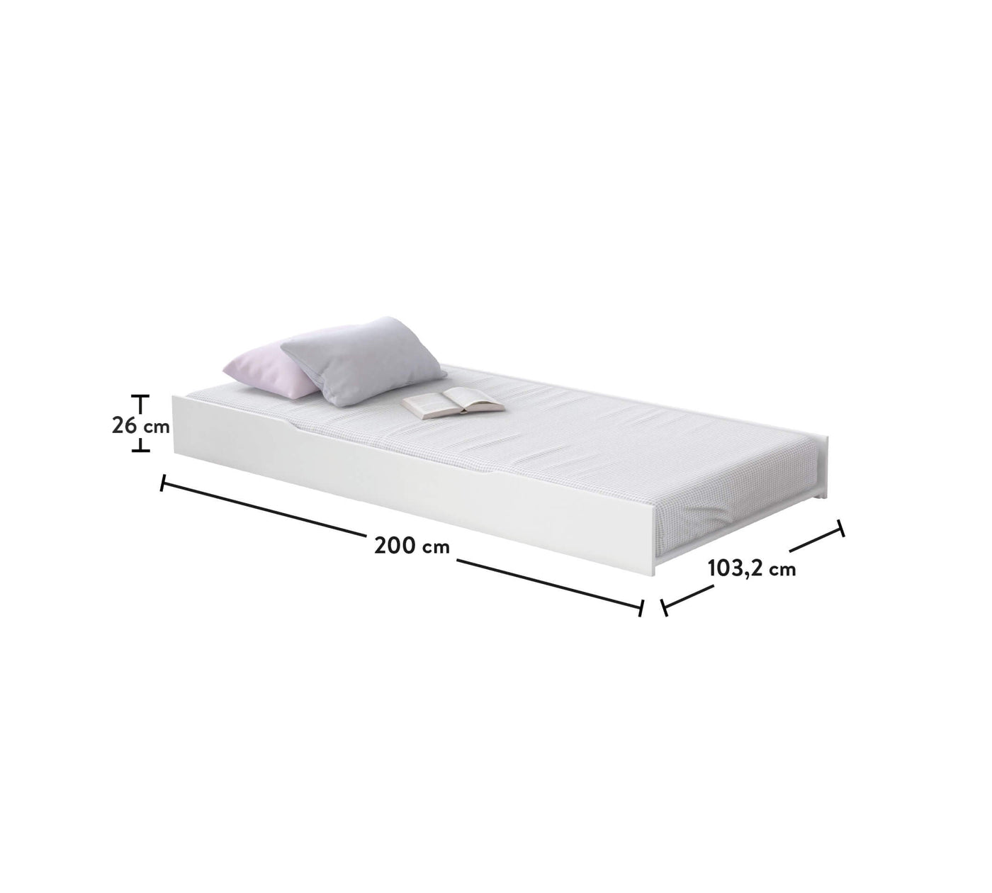 Rustic White Pull-out Bed (100x200 cm)