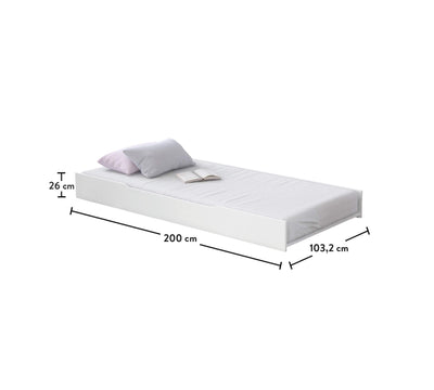 Rustic White Pull-out Bed (100x200 cm)