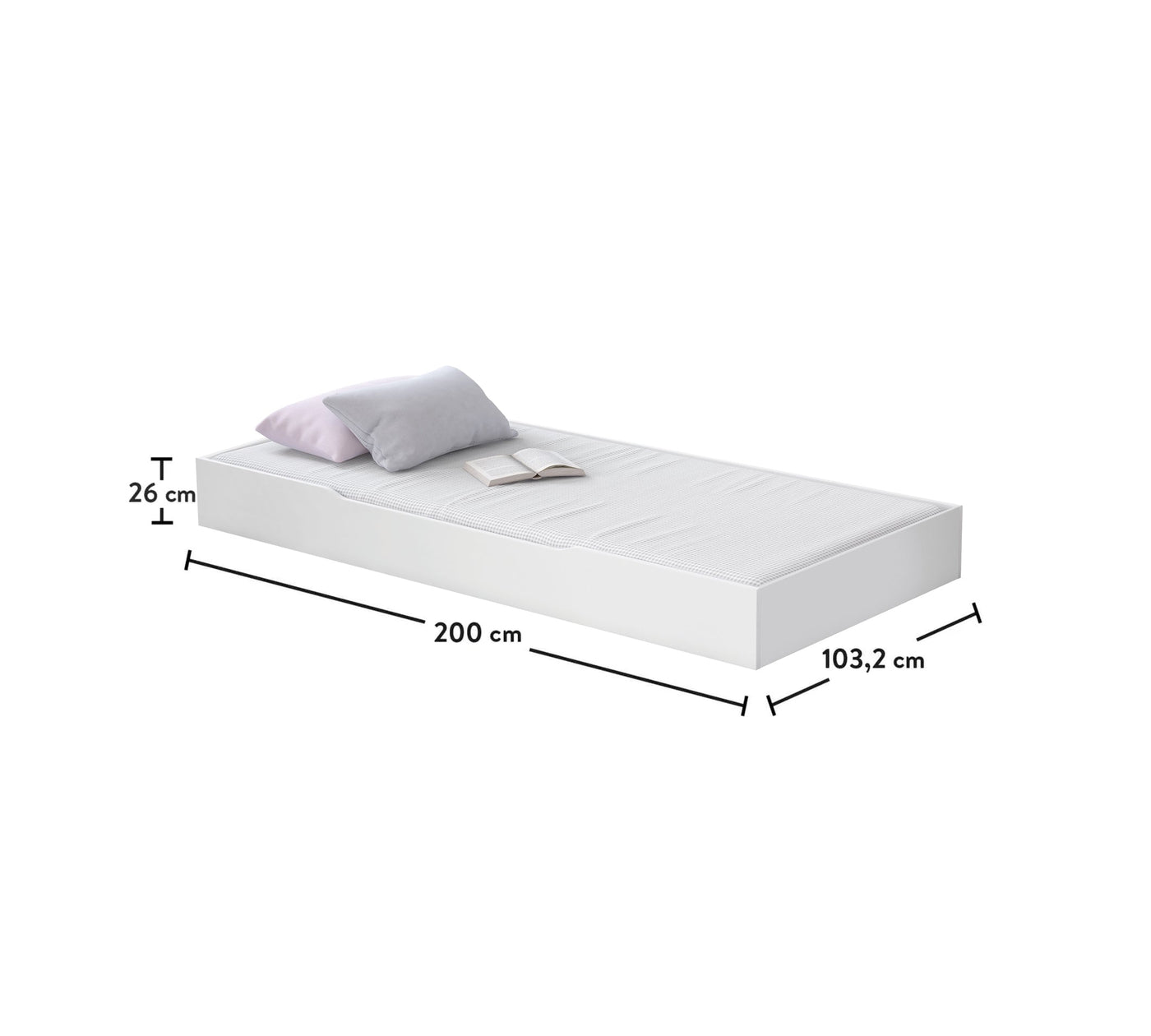 Rustic White Pull-out Bed (90x190 cm)
