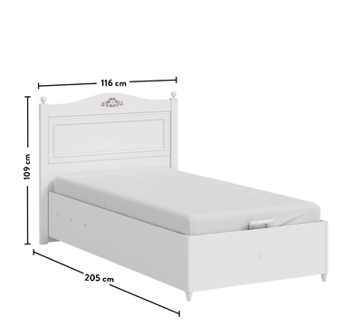 Rustic White Bed With Base