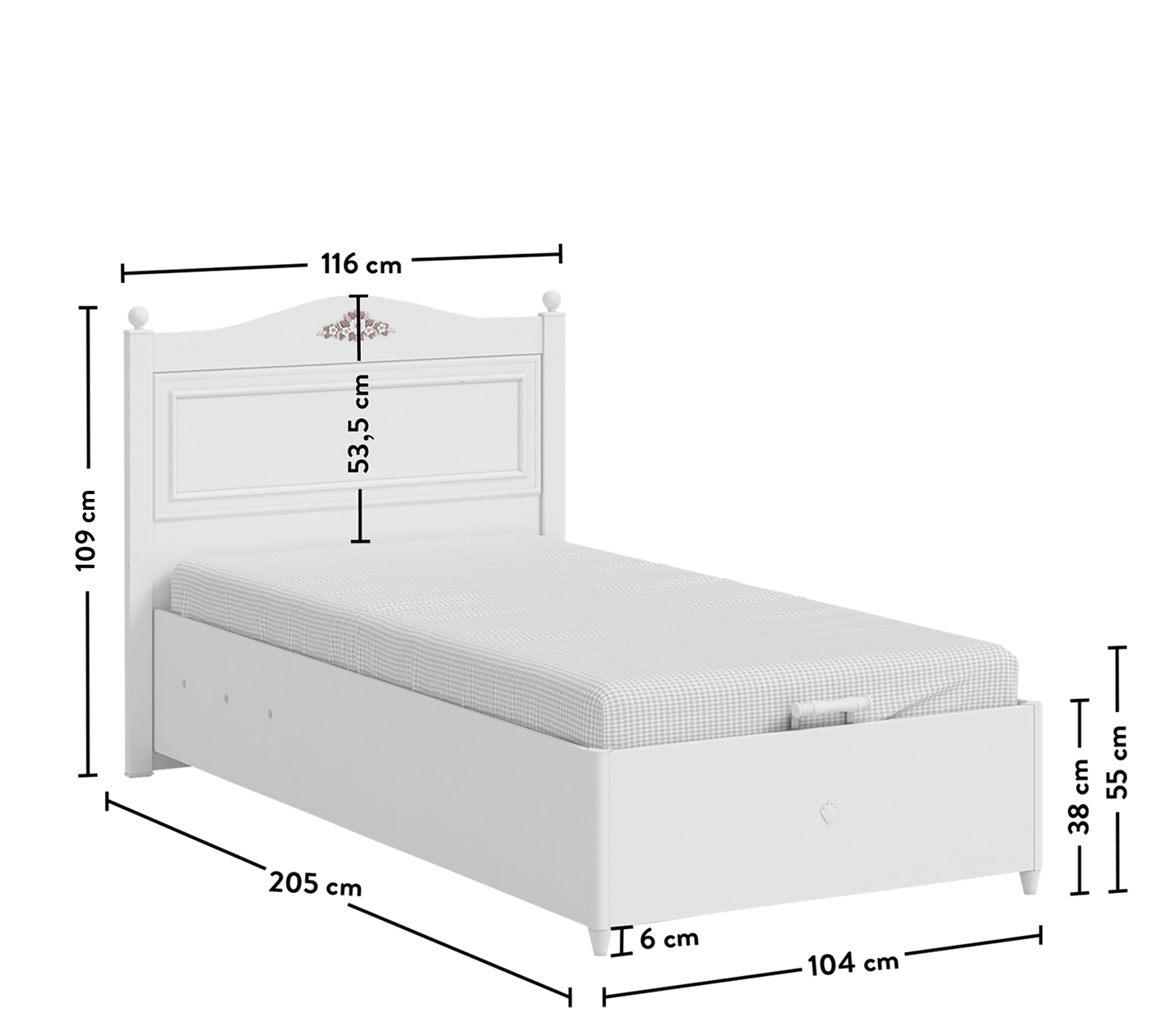 Rustic White Bed With Base