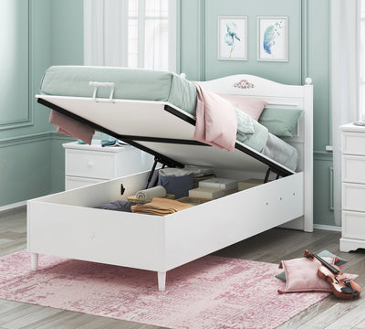 Rustic White Bed With Base