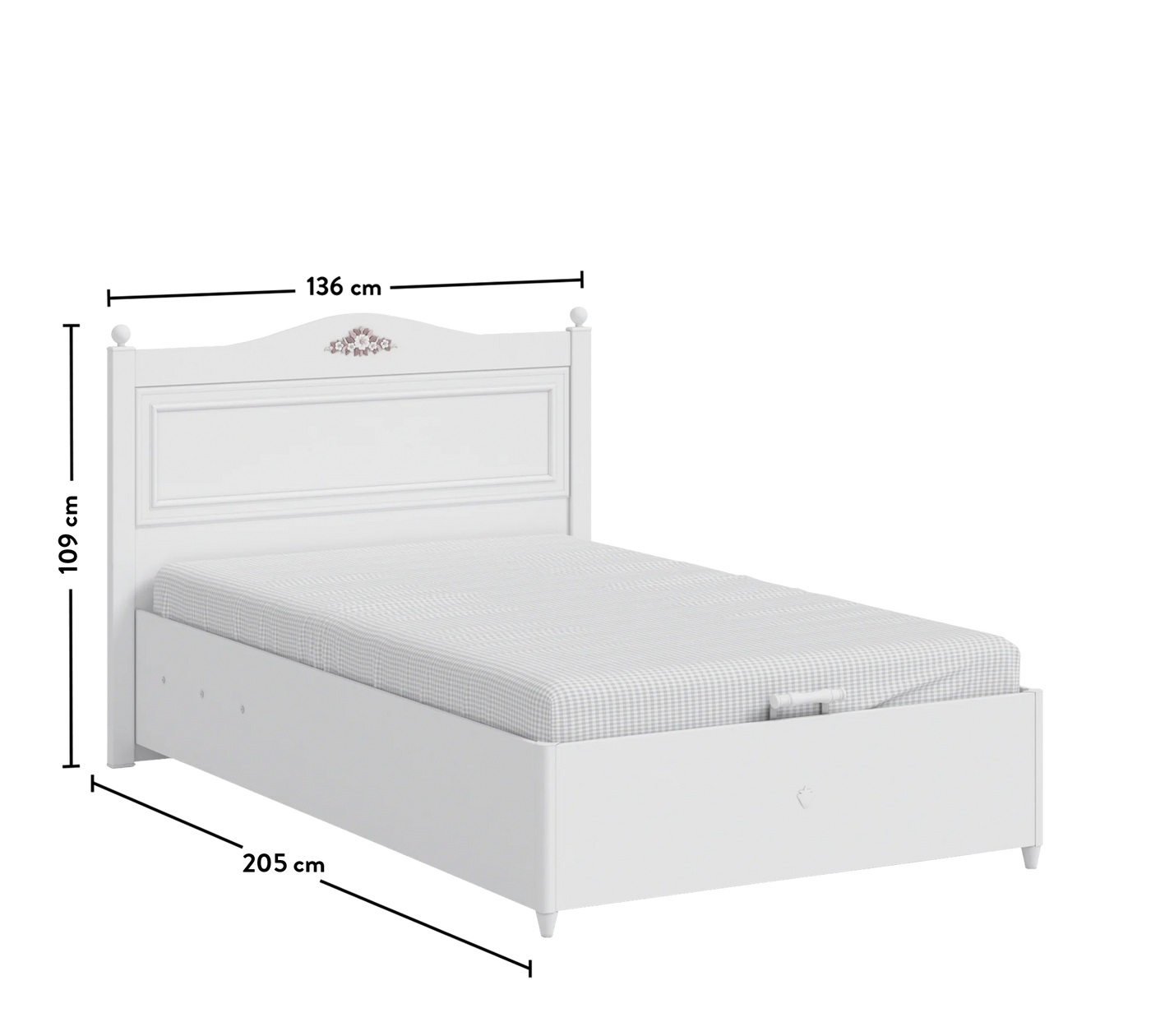 Rustic White Bed With Base