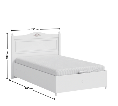 Rustic White Bed With Base