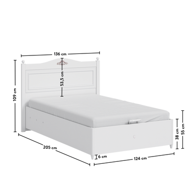 Rustic White Bed With Base