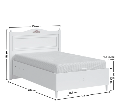 Rustic White Bed With Base