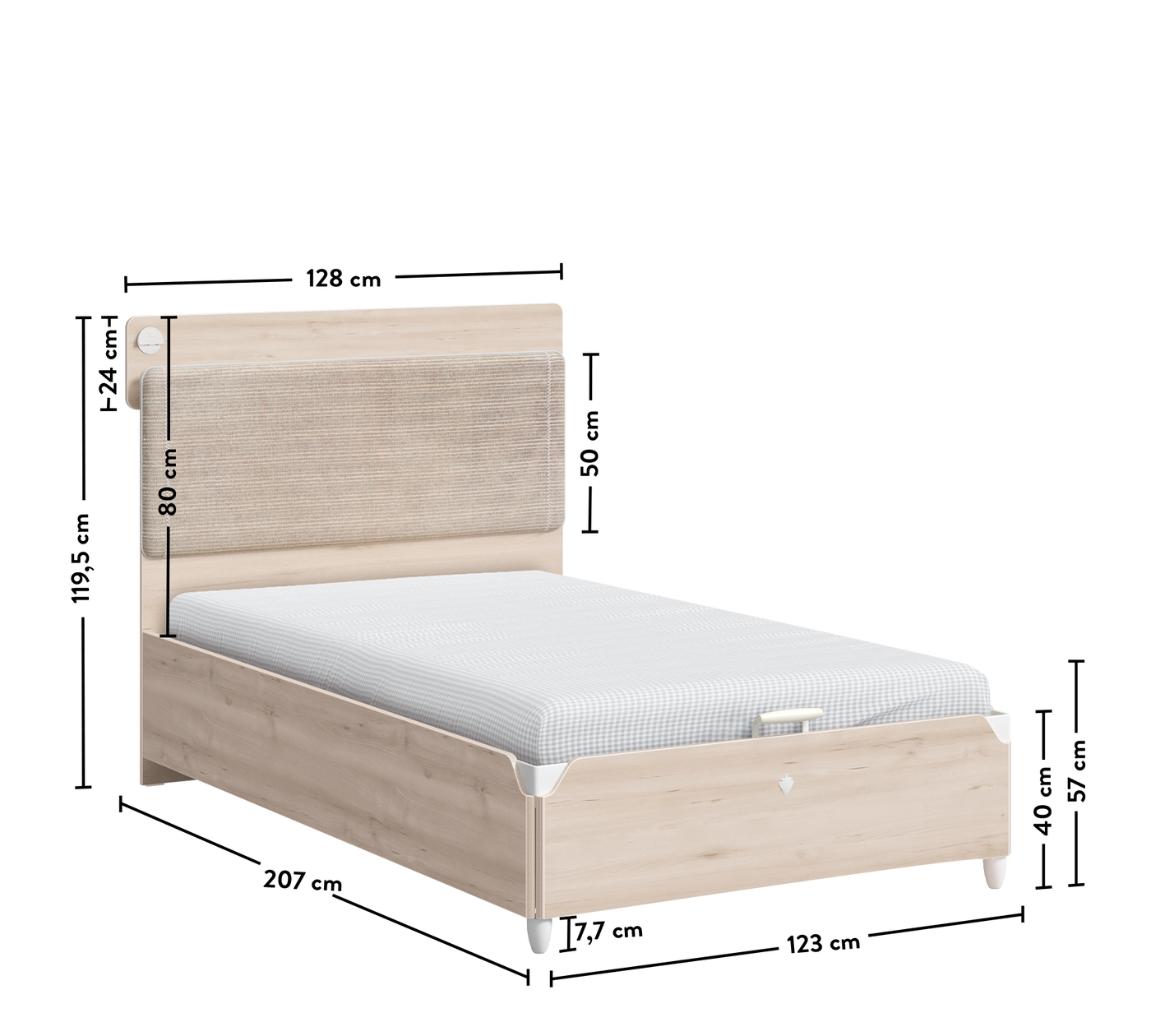 Duo Line Bed With Base (100x200 cm)