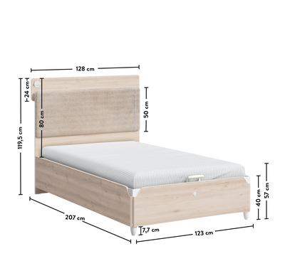 Duo Line Bed With Base (100x200 cm)