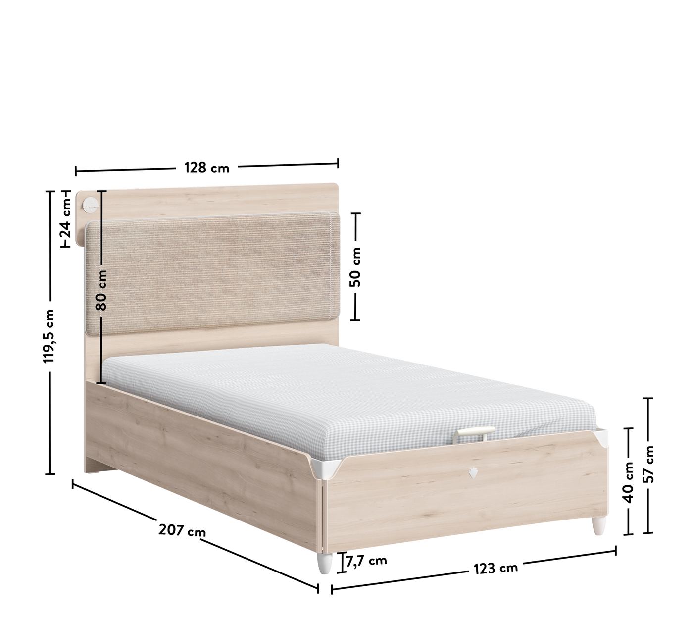 Duo Line Bed With Base (120x200 cm)